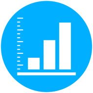 Bar Graph icon on a round button N19