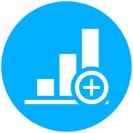 Bar Graph icon on a round button N20