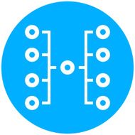 Flowchart icon on a round button N16