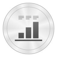 Bar Graph icon on a round button N21