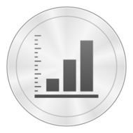 Bar Graph icon on a round button N23