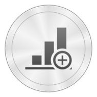 Bar Graph icon on a round button N24