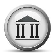 Bank icon on a silver button