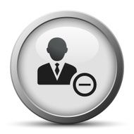 Businessman icon on a silver button