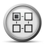 Flowchart icon on a silver button