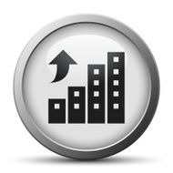 Apartment Building icon on a silver button