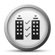 Office Building icon on a silver button