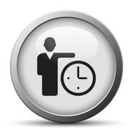 Businessman icon on a silver button N3