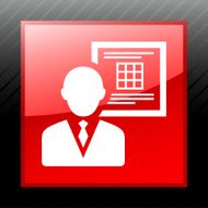 Businessman icon on a square button N10
