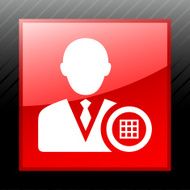 Businessman icon on a square button N12