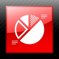 Pie Chart icon on a square button N3