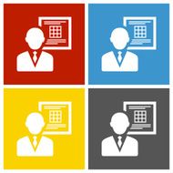 Businessman icon on square buttons N6
