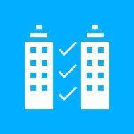 Office Building icon on a blue background