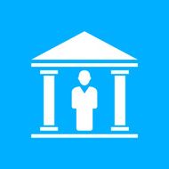 Bank icon on a blue background N2