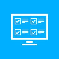 Computer Monitor icon on a blue background
