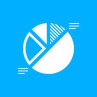 Pie Chart icon on a blue background