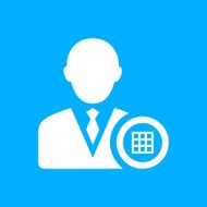 Businessman icon on a blue background N4