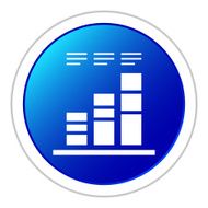 Bar Graph icon on a round button N37