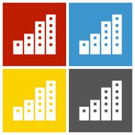 Apartment Building icon on square buttons N5