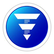 Pyramid icon on a round button