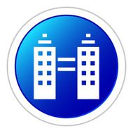 Office Building icon on a round button N10