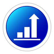Bar Graph icon on a round button N39