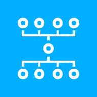 Flowchart icon on a blue background N6