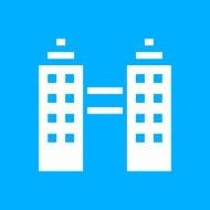 Office Building icon on a blue background N2