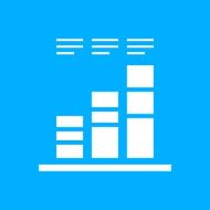 Bar Graph icon on a blue background N5