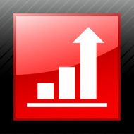 Bar Graph icon on a square button N22
