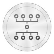 Flowchart icon on a round button N42