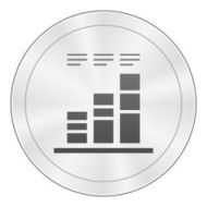 Bar Graph icon on a round button N46