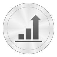Bar Graph icon on a round button N48