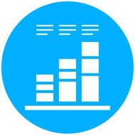 Bar Graph icon on a round button N49