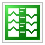 Flowchart icon on a square button N25