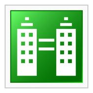 Office Building icon on a square button N8