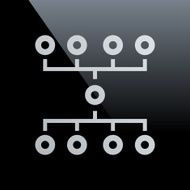 Flowchart icon on a black background N13