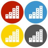 Apartment Building icon on circle buttons N5