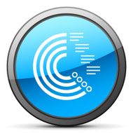 Radial Bar Chart icon on a round button N9