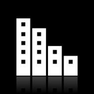 Apartment Building icon on a black background N7