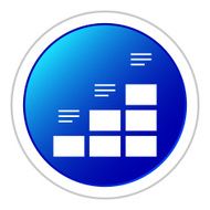 Bar Graph icon on a round button N63