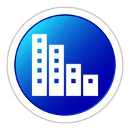 Apartment Building icon on a round button N28