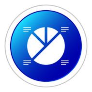 Pie Chart icon on a round button N19