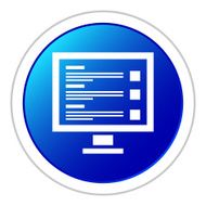 Computer Monitor icon on a round button N21