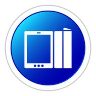 Digital Tablet icon on a round button