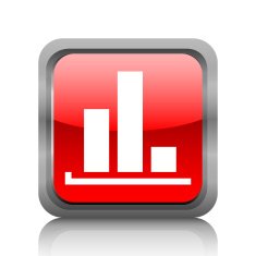 Bar Graph icon on a square button - RubyRedSeries N4