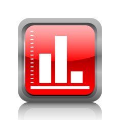 Bar Graph icon on a square button - RubyRedSeries N7