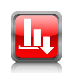 Bar Graph icon on a square button - RubyRedSeries N8