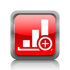 Bar Graph icon on a square button - RubyRedSeries N9