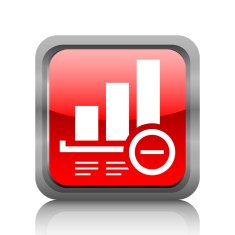 Bar Graph icon on a square button - RubyRedSeries N17